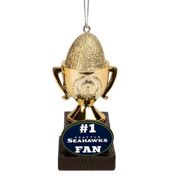 New Seattle Seahawks NFL #1 Fan Trophy Christmas Ornament - Picture 1 of 4